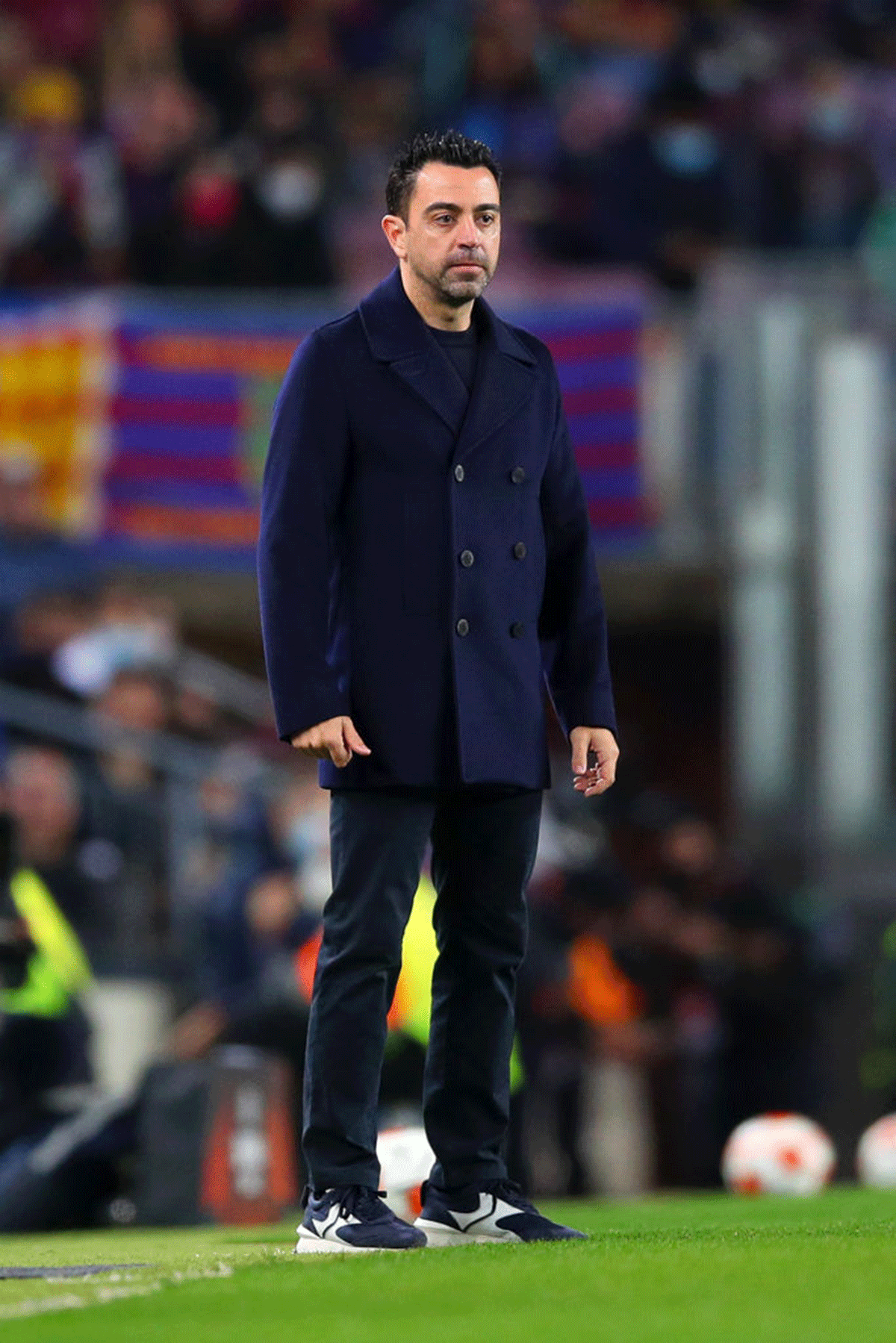 Barcelona head coach Xavi Hernandez cuts a frustrated figure during the match