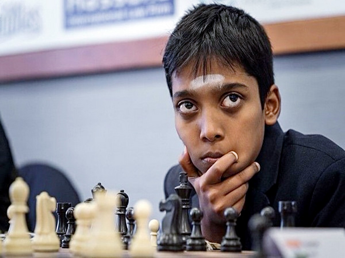 Indian chess prodigy Rameshbabu Praggnanandhaa smiles as his
