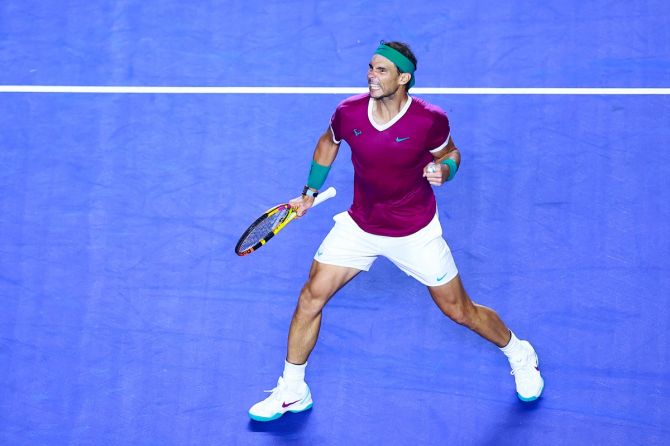  Spain's Rafael Nadal celebrates victory over Russdia's Daniil Medvedev in the semi-finals of the Telcel ATP Mexican Open, at Arena GNP Seguros in Acapulco, Mexico, on Friday.