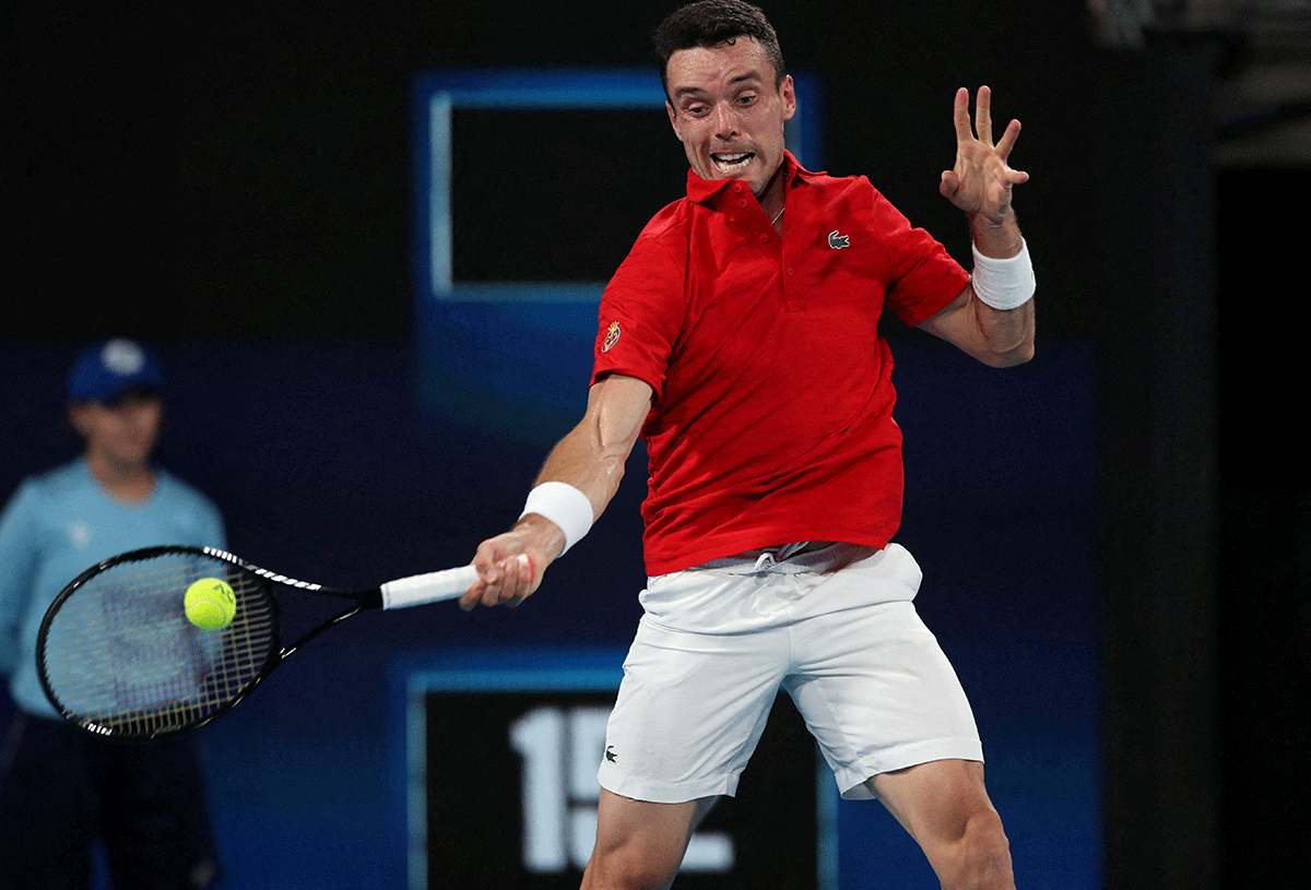 Spain's Roberto Bautista Agut in action during his semi-final match against Poland's Hubert Hurkacz 