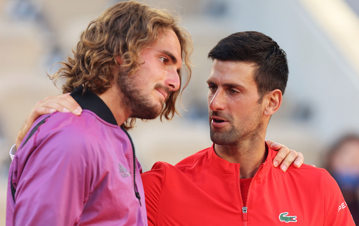 Stefanos Tsitsipas and Novak Djokovic