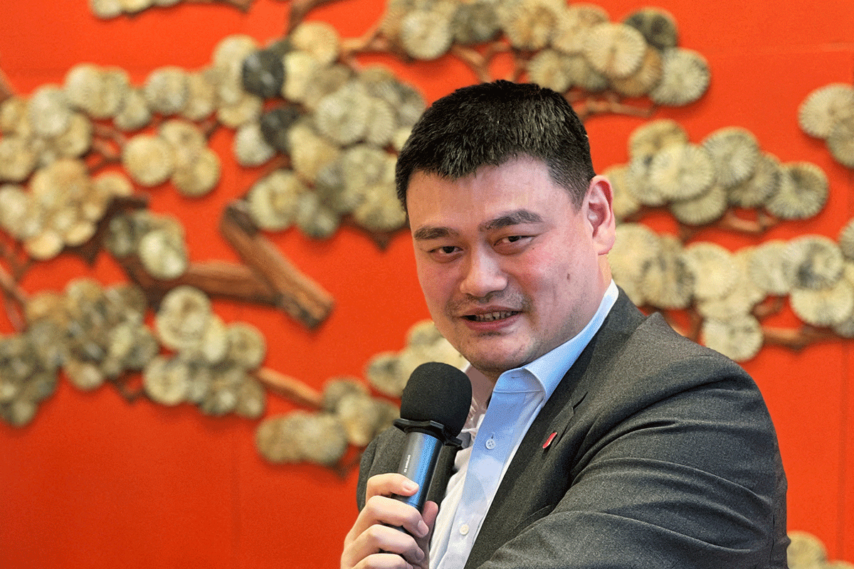 Former NBA star, President of Chinese Basketball Association and Ice and Snow Sports Promotion Ambassador Yao Ming attends a media event ahead of the Beijing 2022 Winter Olympics in Beijing, China, on Monday
