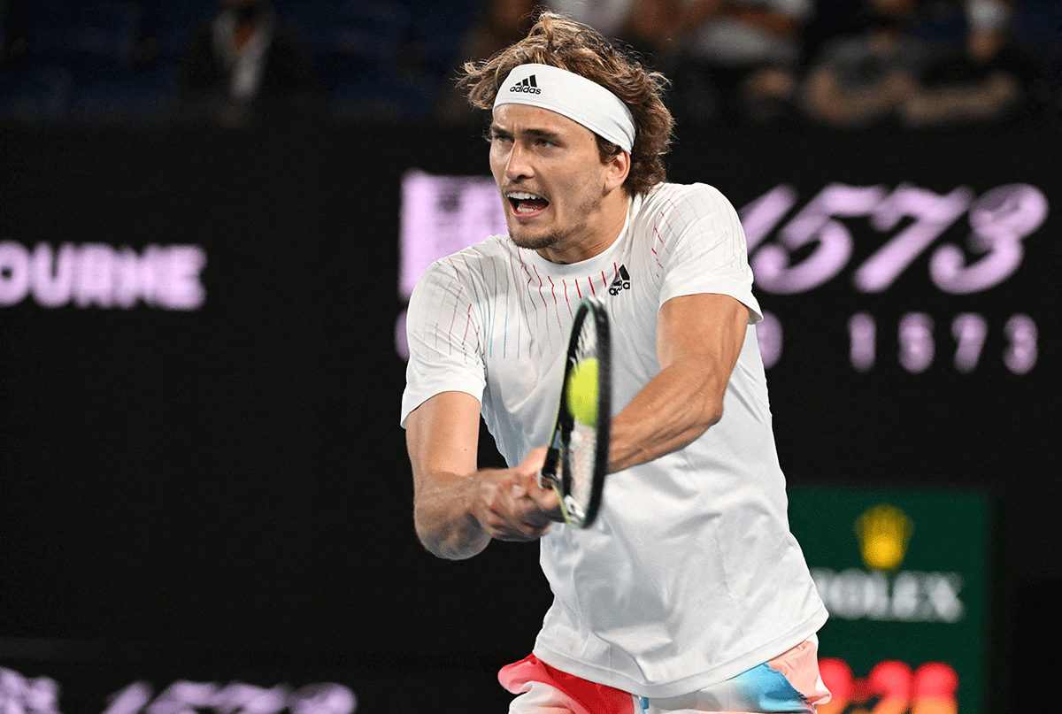 Germany's Alexander Zverev in action during his first round match against compatriot Daniel Altmaier 