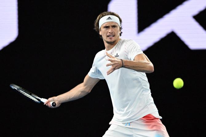 Germany's Alexander Zverev in action during his second round match against Australia's John Millman.