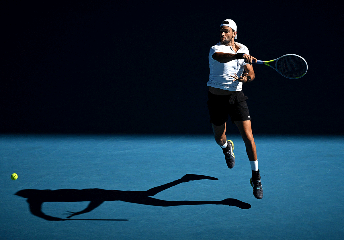 Italy's Matteo Berrettini in action during his third round match against Spain's Carlos Alcaraz