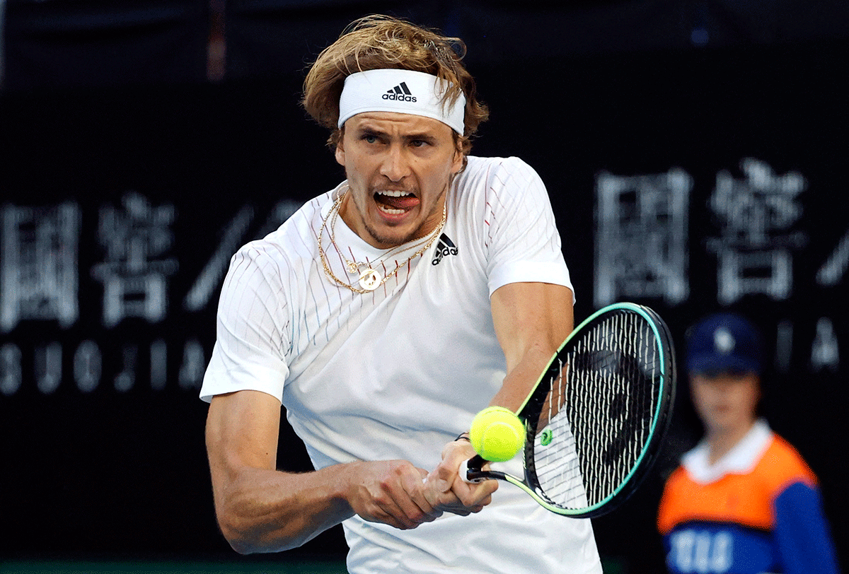 Germany's Alexander Zverev in action during his third round match against Moldova's Radu Albot 