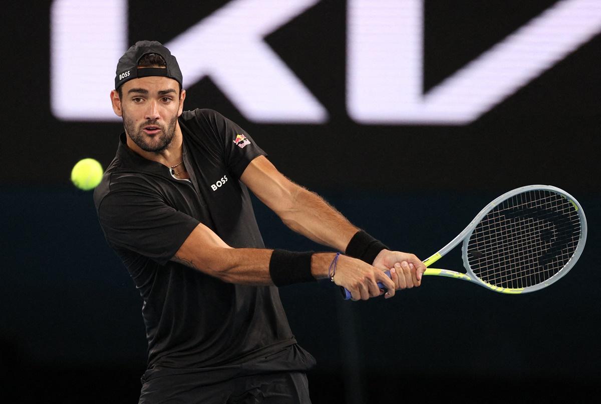 Italy's Matteo Berrettini in action during his fourth round match against Spain's Pablo Carreno Busta