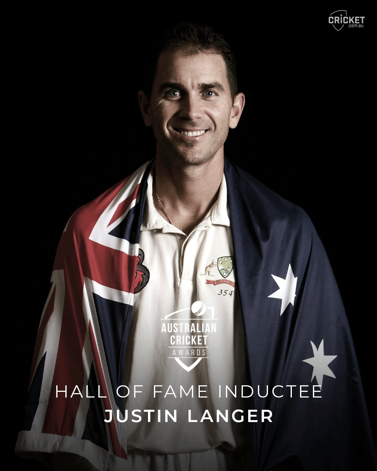 Justin The gritty Langer made his Test debut against the West Indies at the Adelaide Oval in 1993 with a gritty 54, an innings during which he was hit on the helmet by an Ian Bishop delivery. The 51-year-old Langer finished his career with 7696 runs at an average of 45.27.