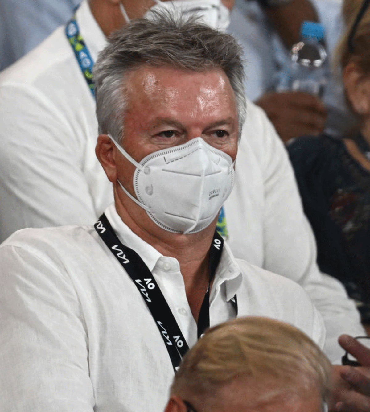 Former Australian cricketer Steve Waugh watches the Australian Open semi-final between Daniil Medvedev of Russia and Stefanos Tsitsipas of Greece at Melbourne Park on Friday