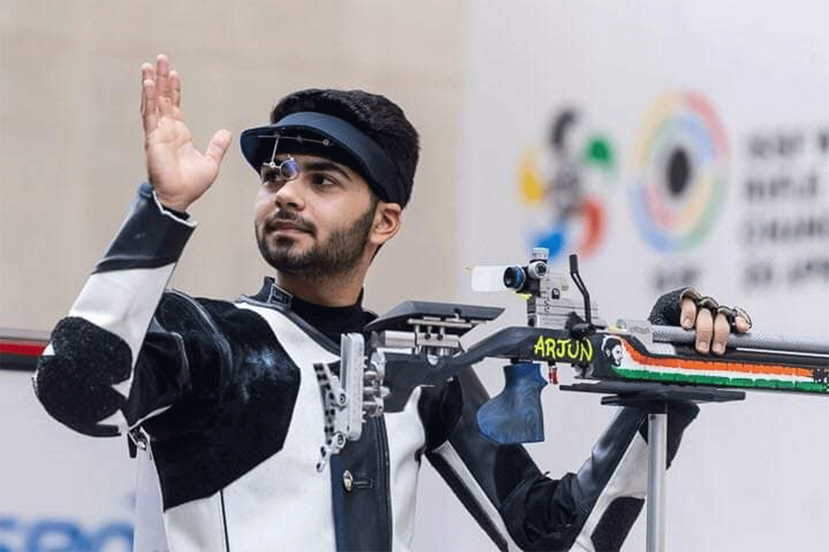 Arjun Babuta beat Lucas Kozeniesky 17-9 in the final of the 10m Air Rifle Event at the Shooting World Cup in Chongwon on Monday to win the gold medal.