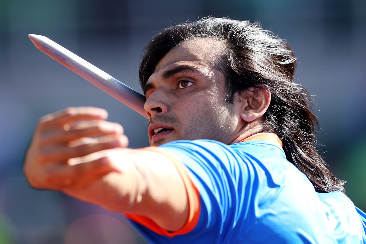 Neeraj Chopra competes in the men's javelin qualification on Day 7 of the World Athletics Championships, in Eugene, Oregon, on Friday.