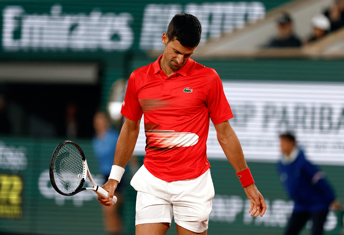 A frustrated Novak Djokovic