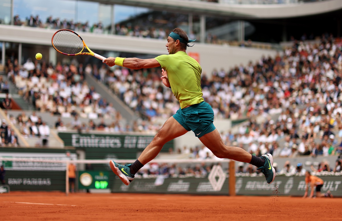 Rafael Nadal enroute to winning his  14th French Open title, his 22nd Grand Slam