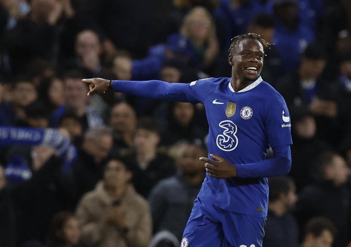 Denis Zakaria celebrates scoring Chelsea's second goal during the Champions League Group E match against Dinamo Zagreb, at Stamford Bridge, London.