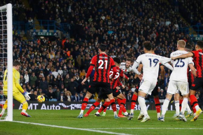 Leeds United's Liam Cooper scores their third goal