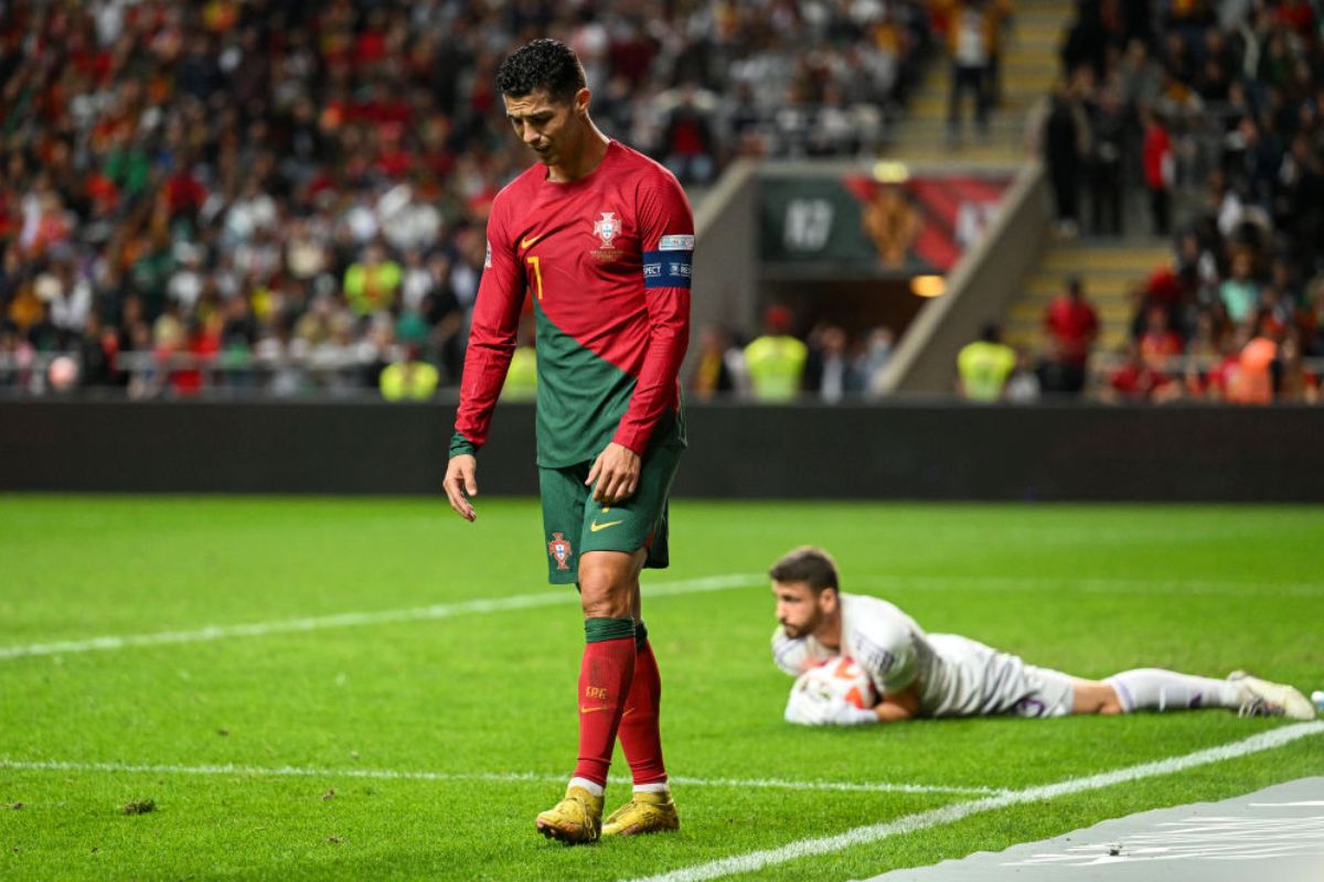 Cristiano Ronaldo of Portugal reacts during the UEFA Nations League League A Group 2 match between Portugal and Spain