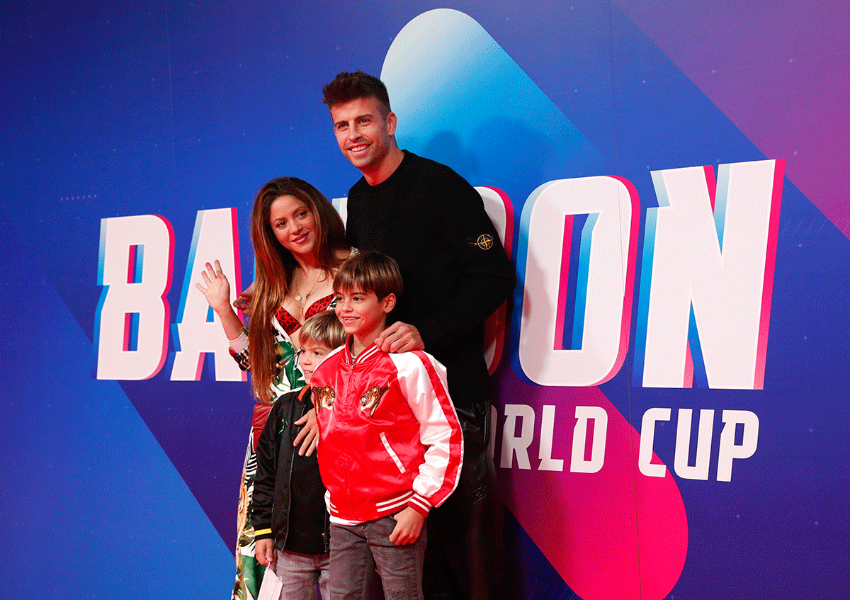 Shakira and Pique with their children Milan and Sasha