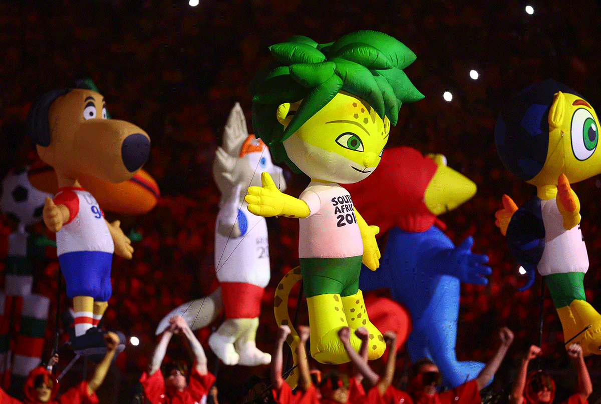 Performers during the opening ceremony of the FIFA World Cup