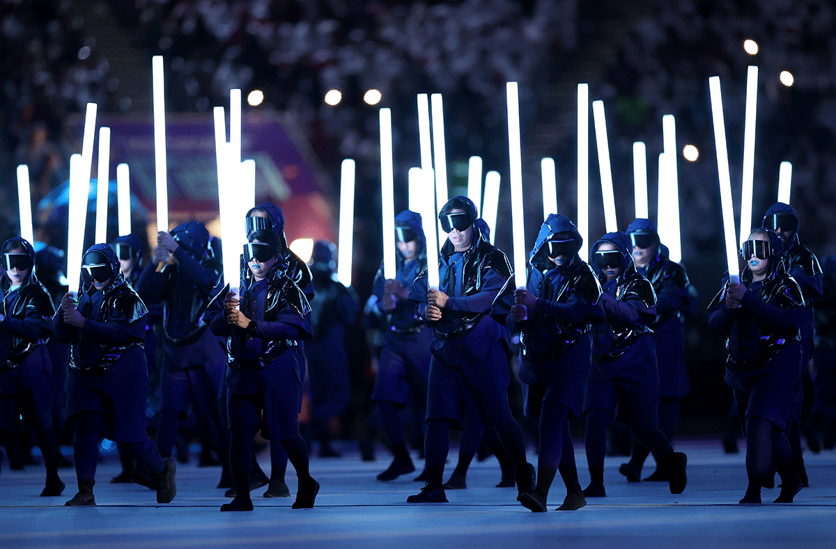 Performers during the opening ceremony of the FIFA World Cup