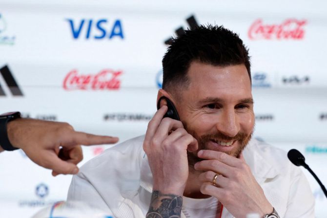 Argentina's Lionel Messi during the press conference