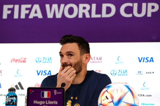France's Hugo Lloris during the pre-match press conference.
