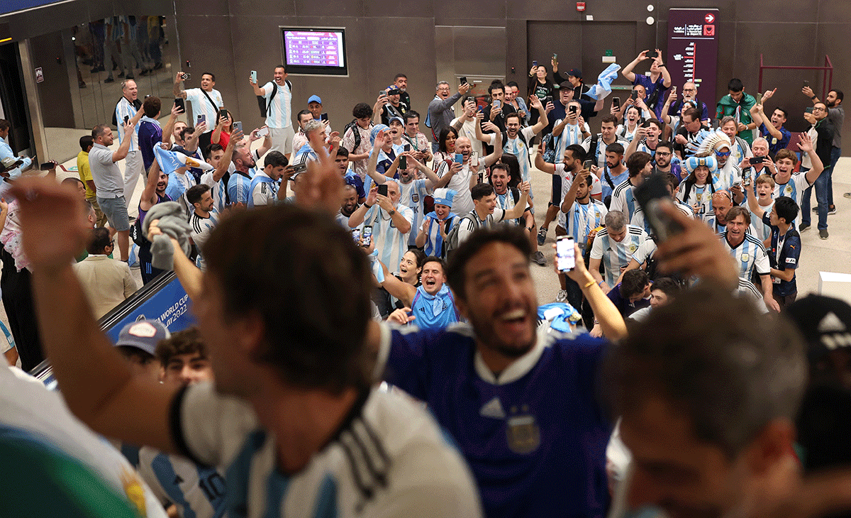 Argentina fans are seen ahead of the match between Argentina and Mexico 