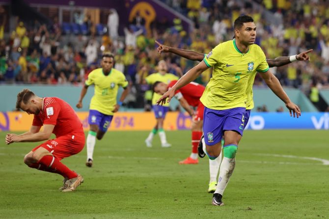 FIFA World Cup PIX: Late Casemiro strike sends Brazil into last 16 - Rediff  Sports