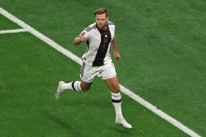 Germany's Niclas Fullkrug celebrates scoring their first goal
