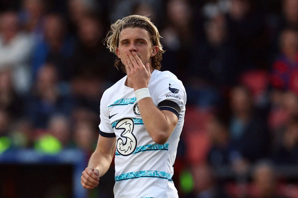 Chelsea's Conor Gallagher celebrates scoring their second goal 