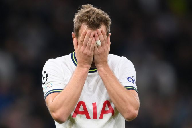 Harry Kane of Tottenham Hotspur reacts during the UEFA Champions League group D match