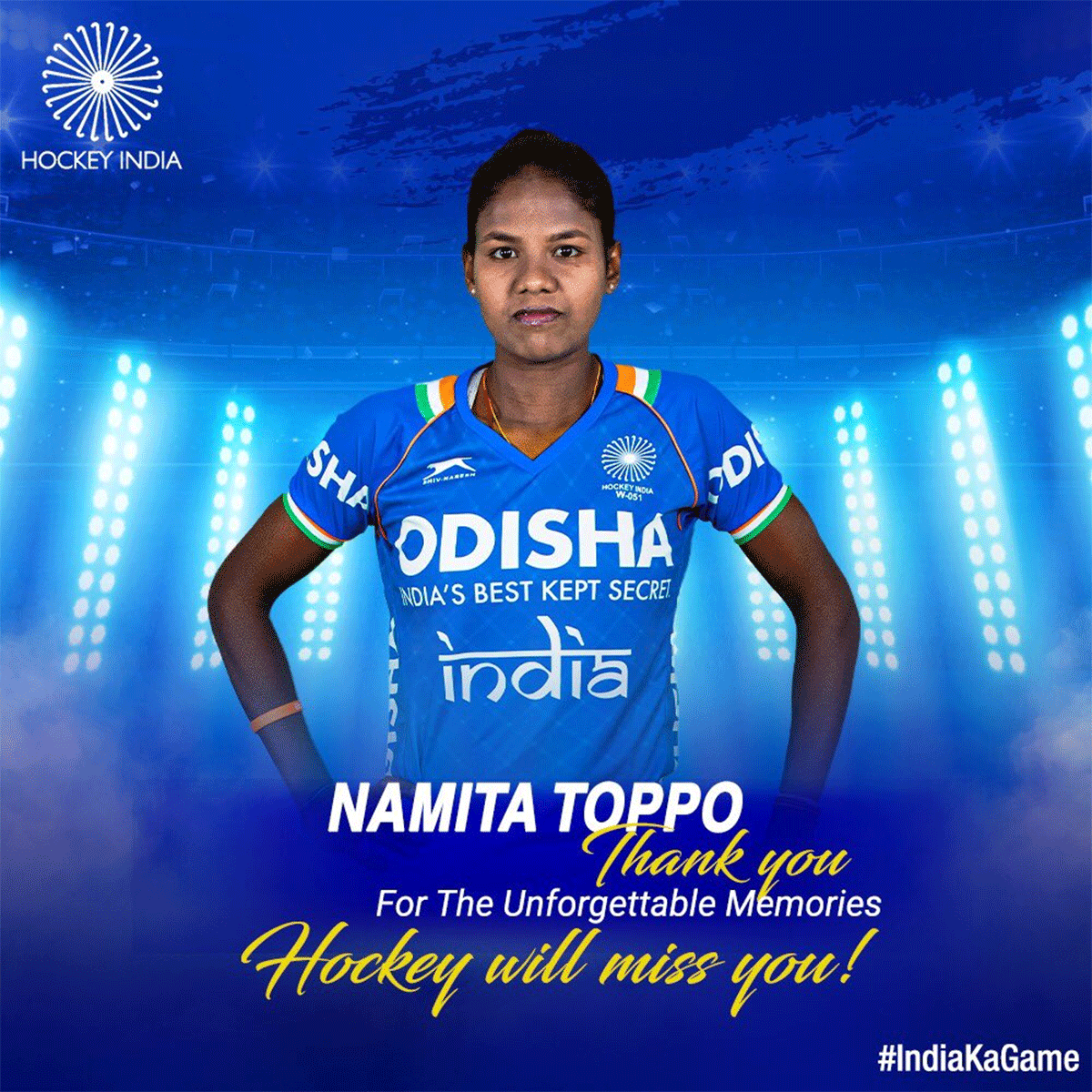 Namita Toppo part of the 2014 Commonwealth Games, 2014 Asian Games where India won a bronze and the 2016 Rio Olympics.