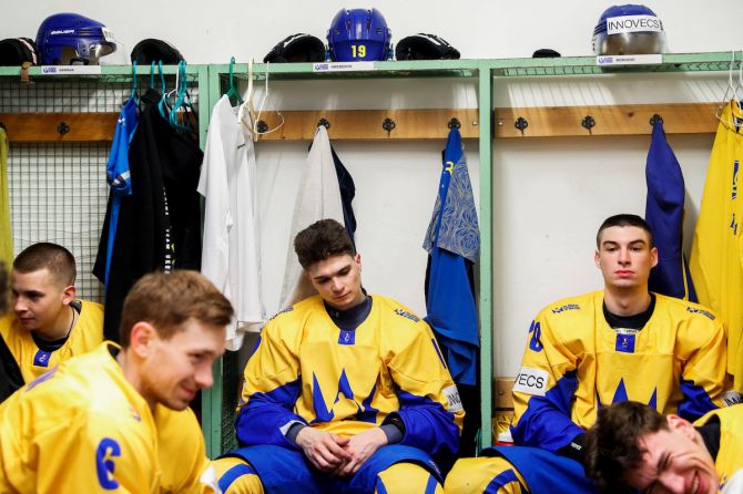 Dodging air raids, Ukraine ice hockey team plays on ‘to show we’re still alive’