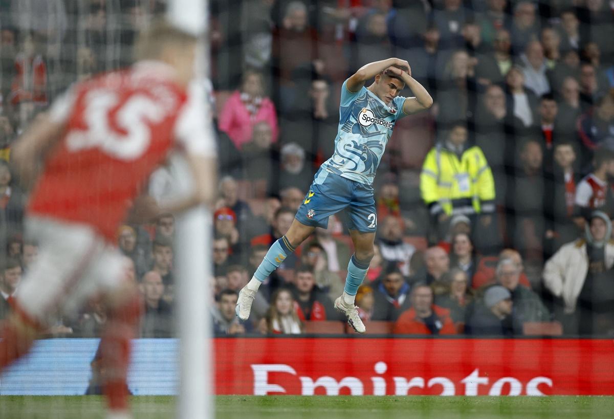 Carlos Alcaraz celebrates putting Southampton ahead early in the match.