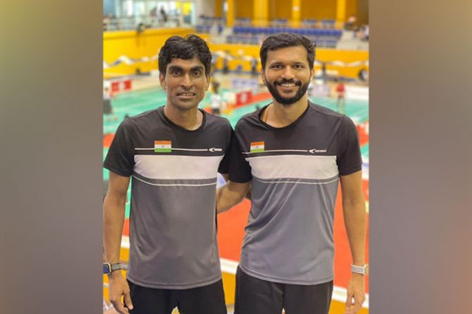 Pramod Bhagat and Sukant Kadam defeated fellow Indian pair of Deep Ranjan Bisoyee and Manoj Sarkar 21-17, 21-17 to secure gold in the men's doubles.