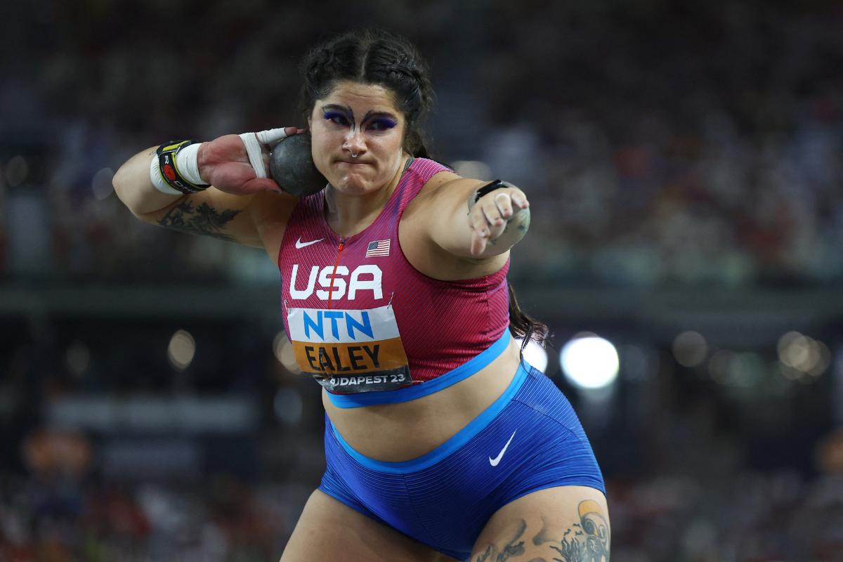 USA's Chase Ealey in action during the women's shot put final