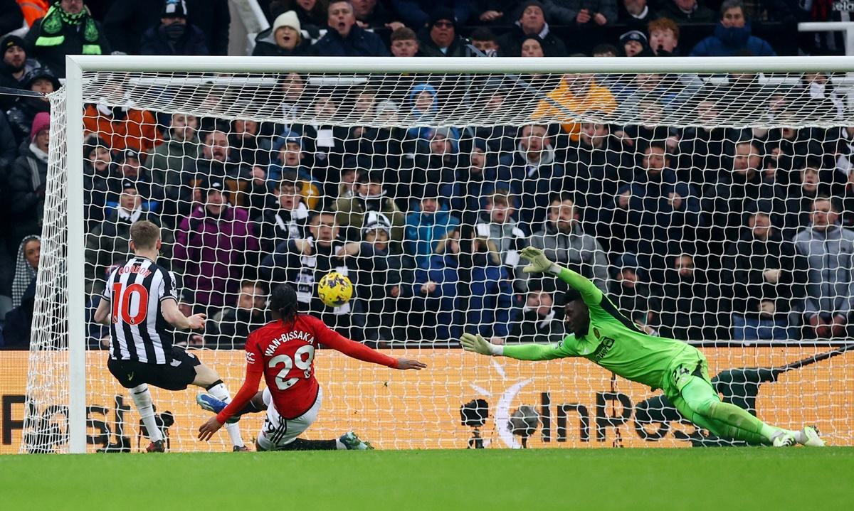 Anthony Gordon scores the winner for Newcastle United against Manchester United at St James' Park, Newcastle.