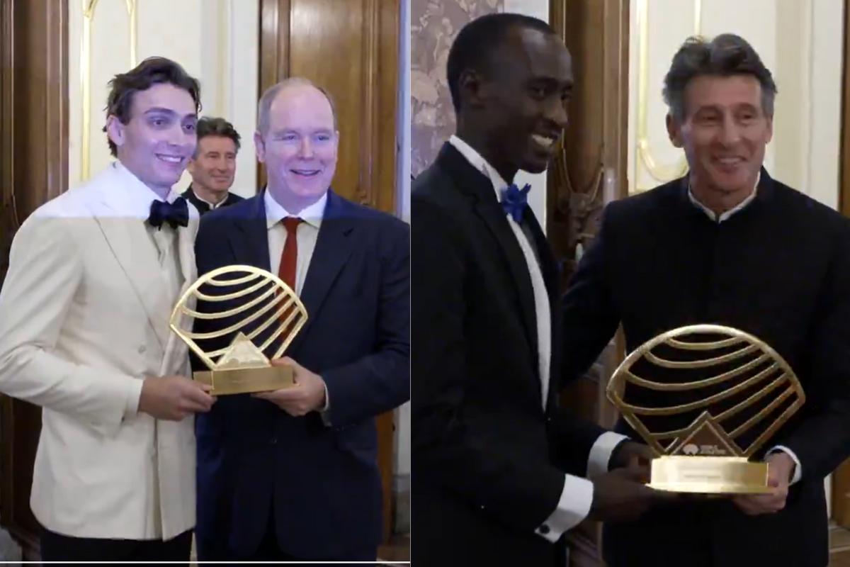 Pole vaulter Armand Dupalantis and marathoner Kevin Kiptum were honoured at the Worlds Athletics awards ceremony on Monday