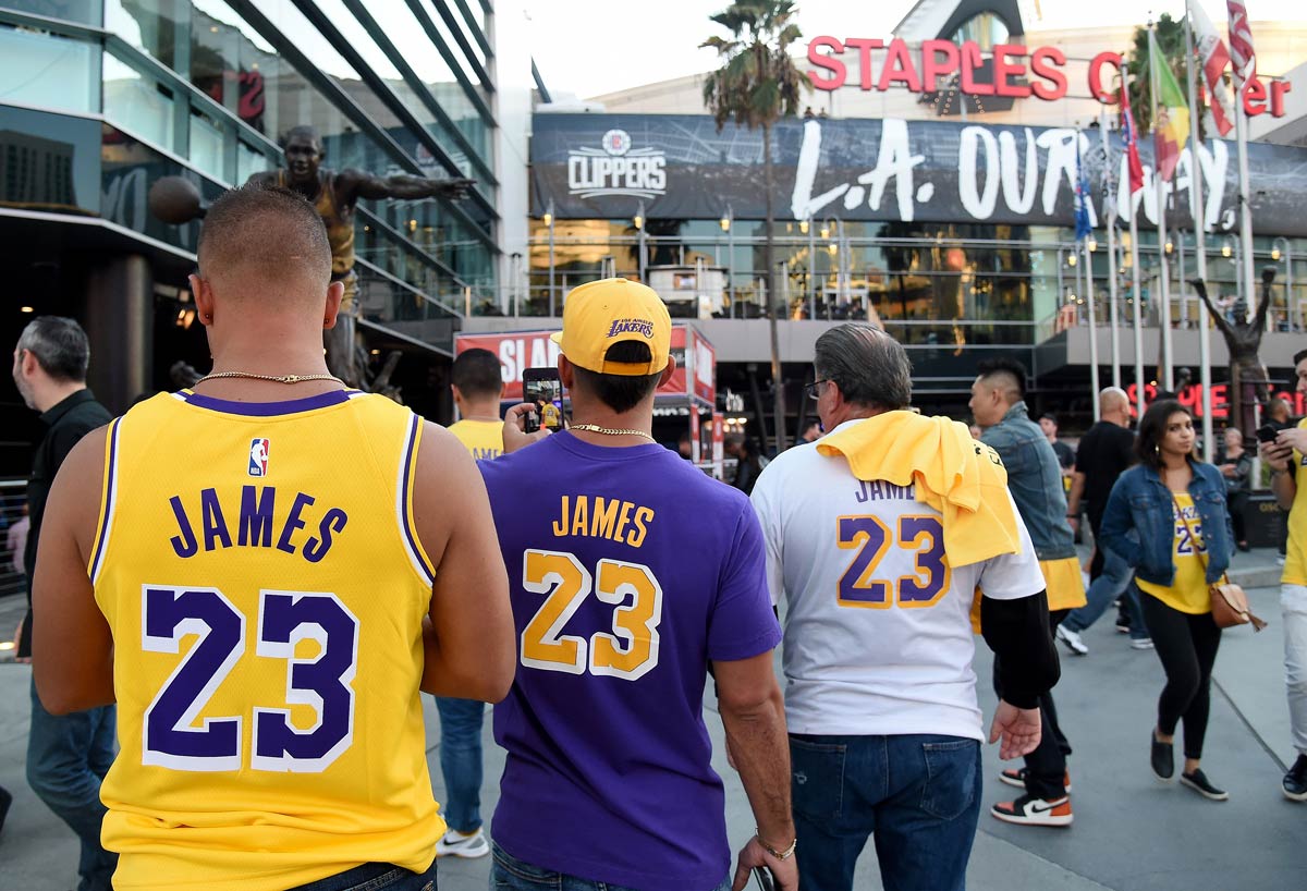 The Nike LeBron shoes worn by Los Angeles Lakers forward LeBron James (6)  against the LA Clippers in the first half at Crypto.com Arena.