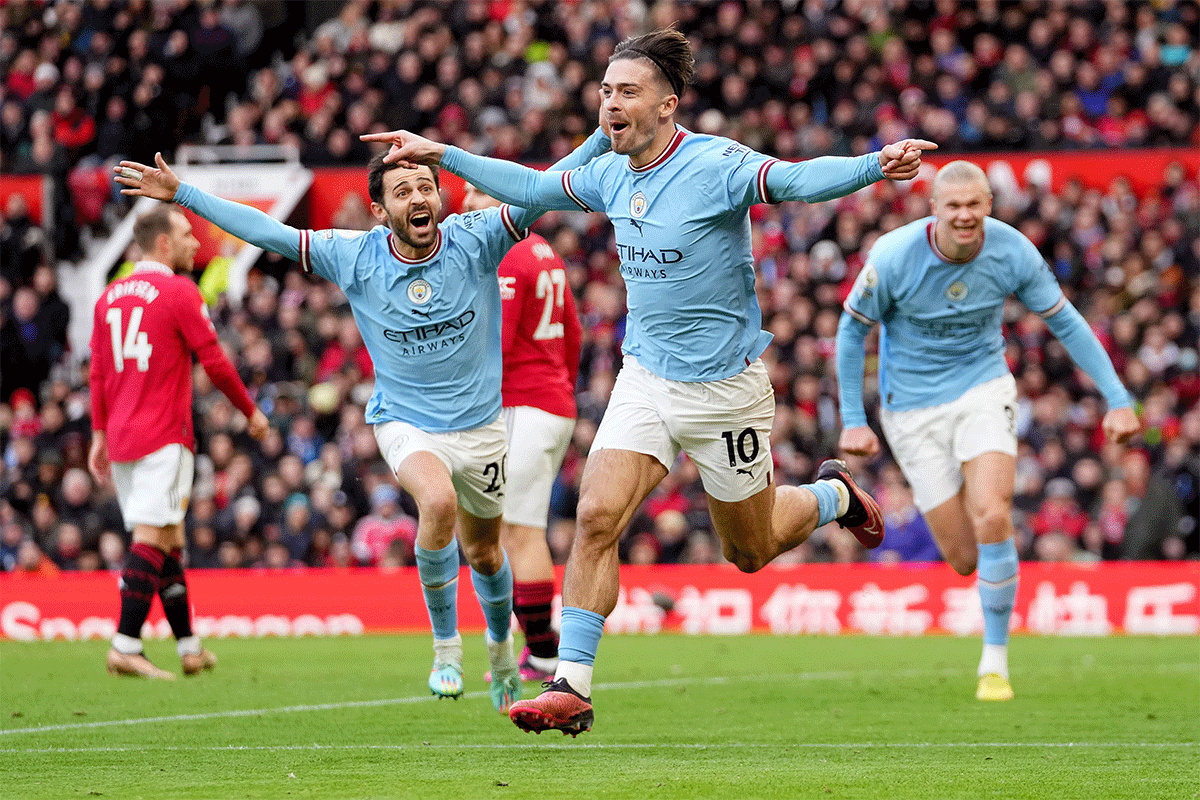 Manchester City's Jack Grealish celebrates scoring the opener