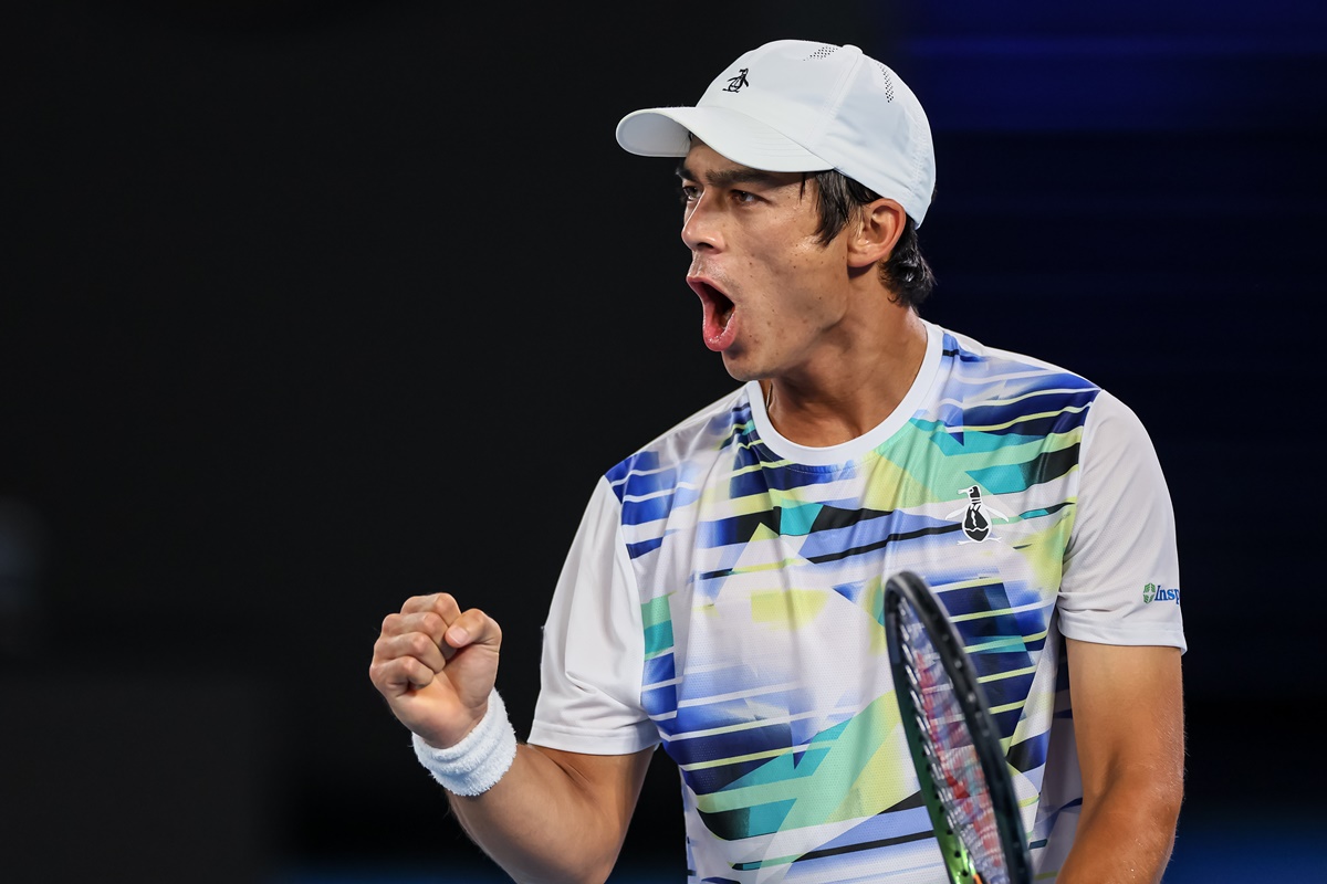 Mackenzie Mcdonald reacts after winning the second set.