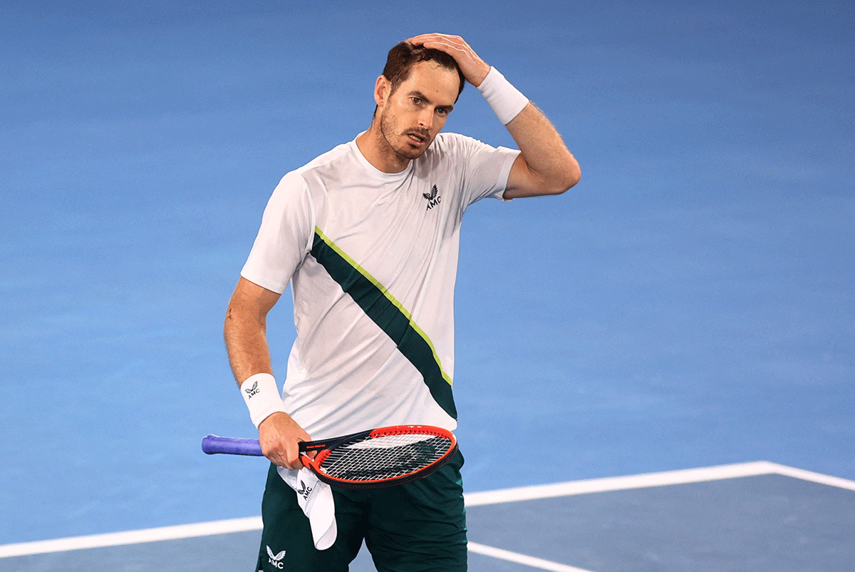 Andy Murray celebrates after defeating Kokkinakis in a nearly six-hour encounter on Thursday