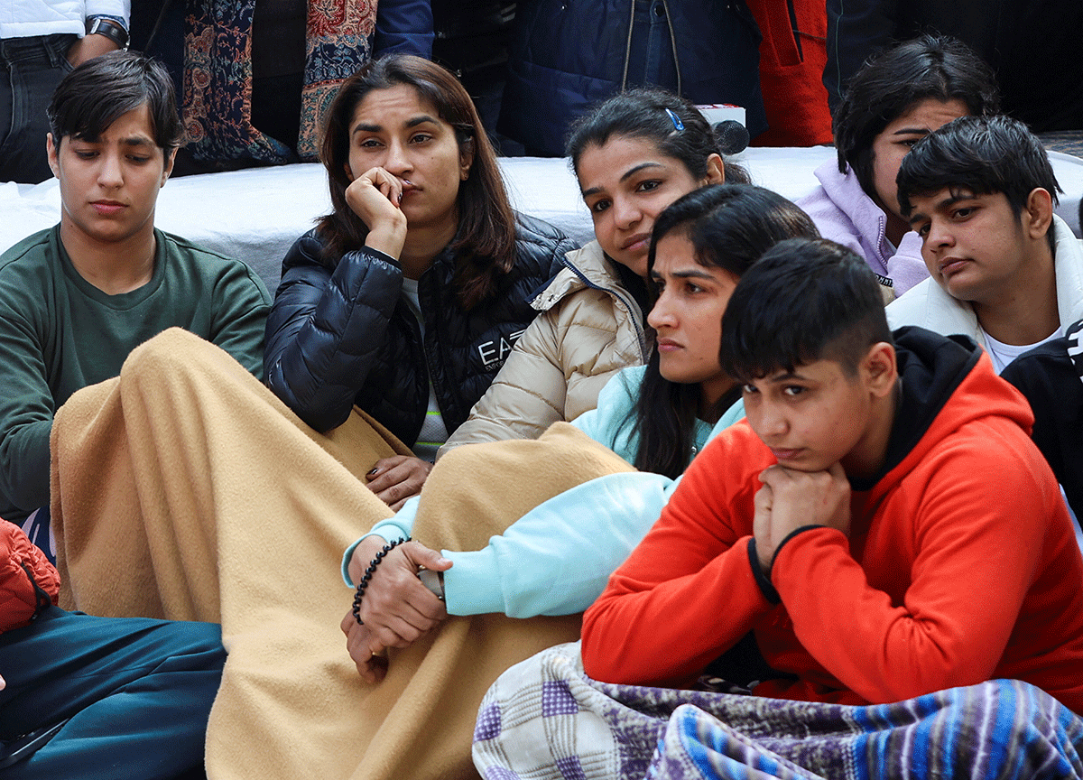 'Will eat and sleep here until..' wrestlers at protest