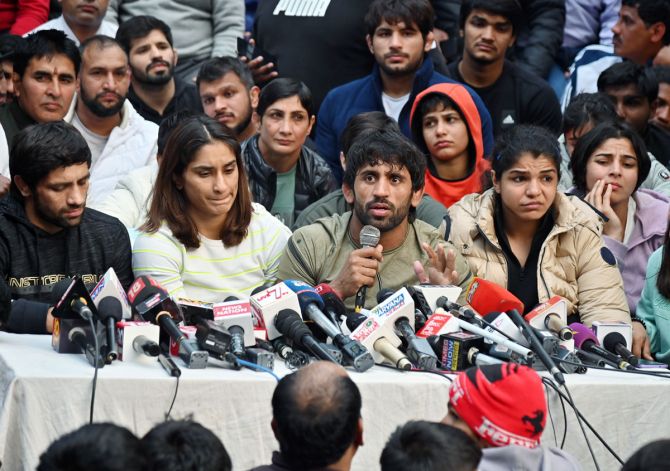Ravi Dahiya, Bajrang Punia, Sakshi Malik, Vinesh Phogat and Deepak Punia were part of the sit-in against the WFI chief