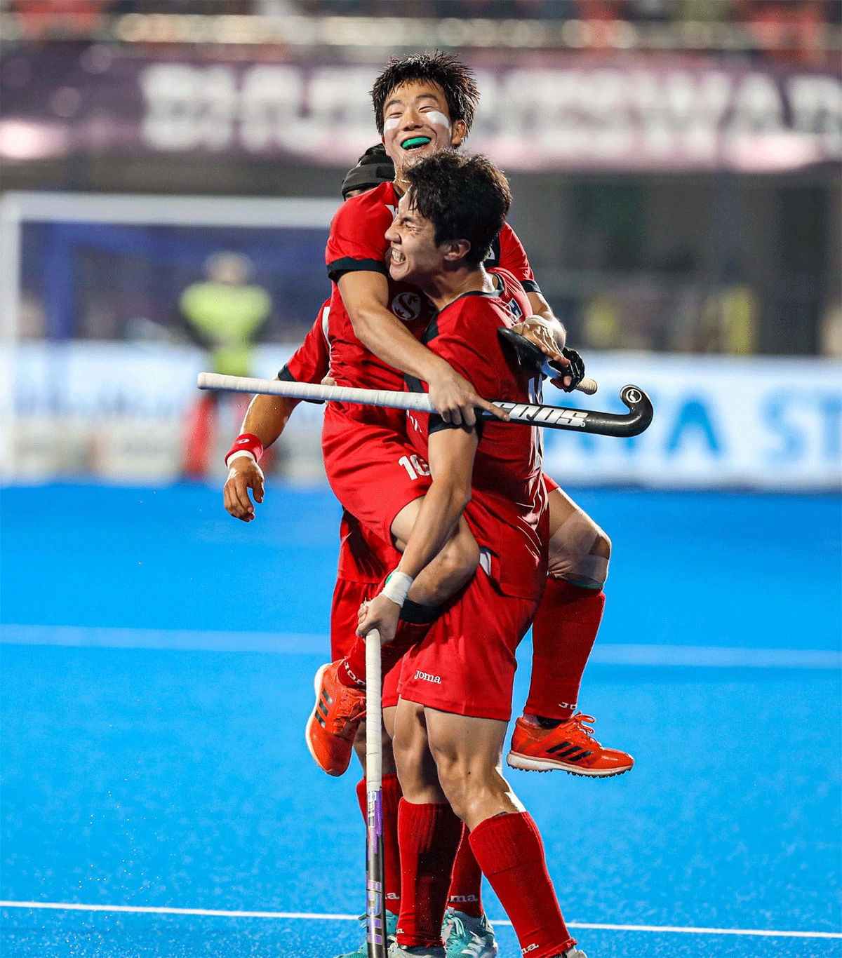 South Korea players celebrate a goal