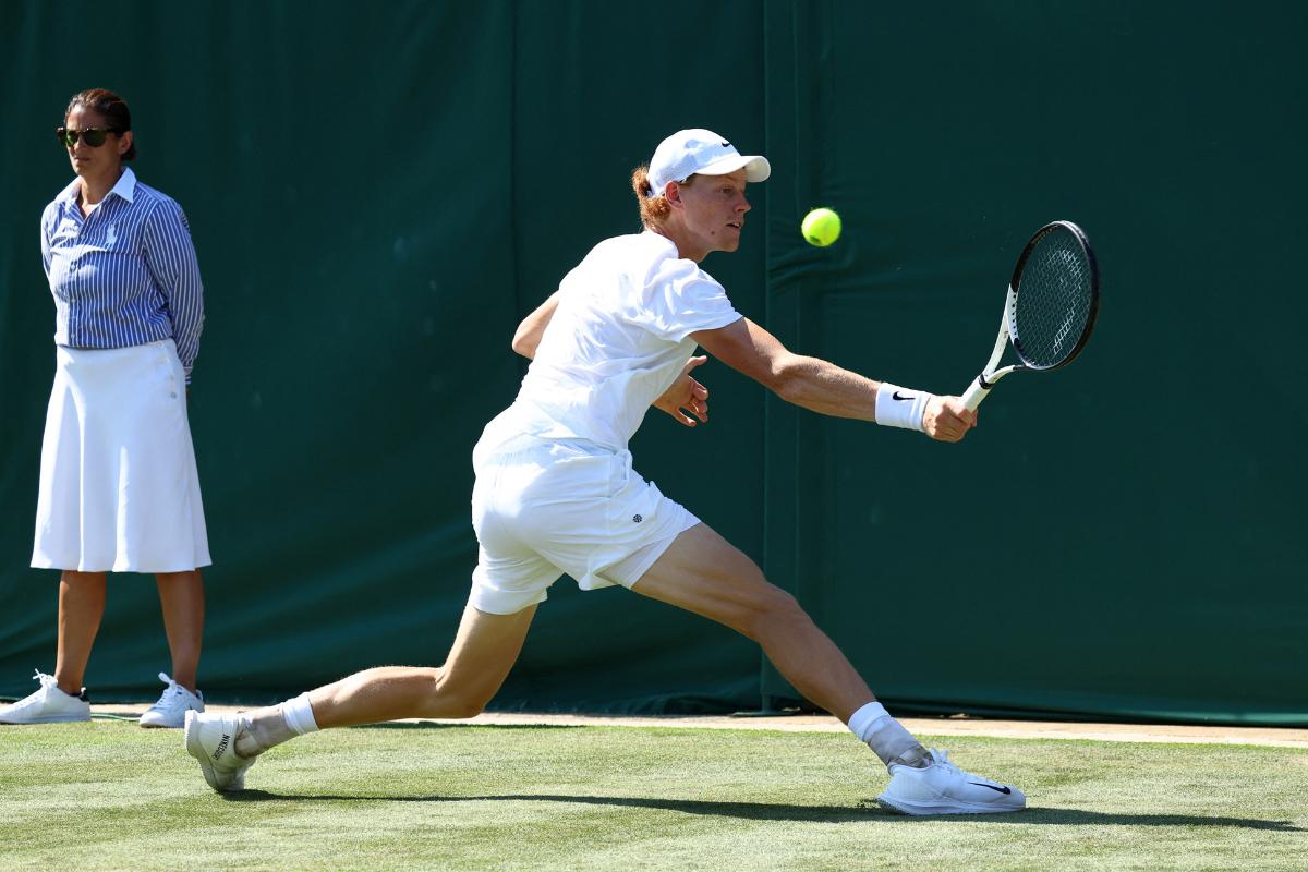 Italy’s Jannik Sinner in action during his third round match against France’s Quentin Halys