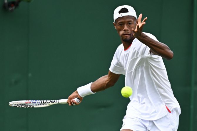 Christopher Eubanks of the U.S. in action during his third round match against Australia's Christopher O'Connell 