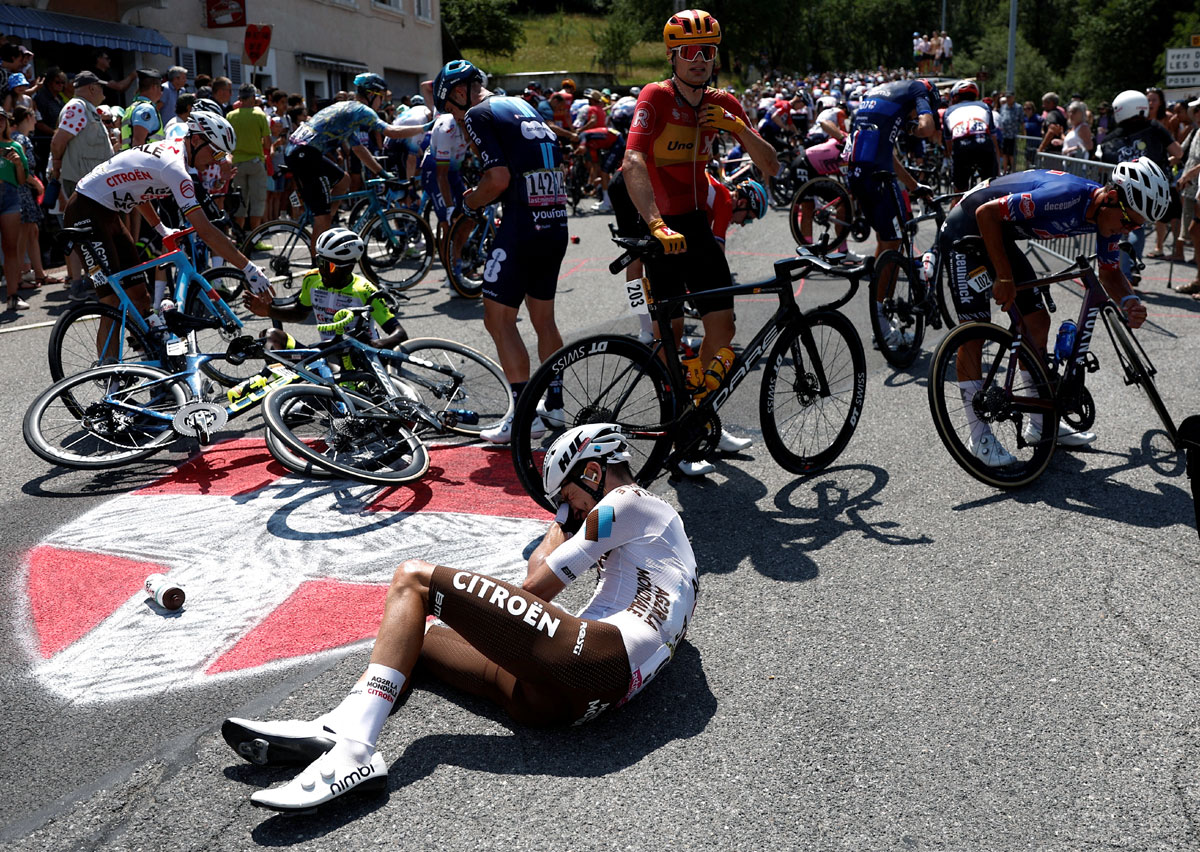 Tour de France Selfieseeker causes massive crash! Rediff Sports