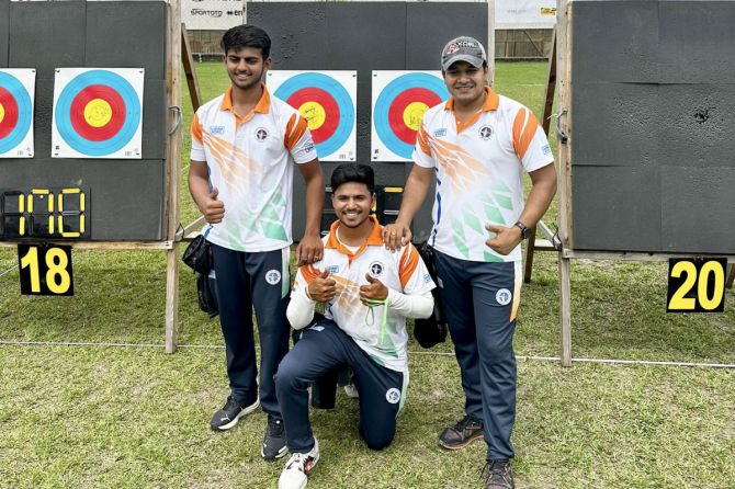The trio of Abhishek Verma, Ojas Deotale and Prathamesh Jawkar knocked out hosts Colombia to 236-228 for bronze at the third stage of the Archery World Cup, in Medellin, Colombia