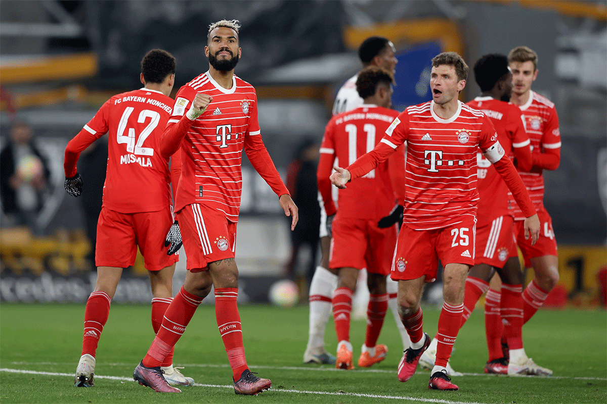 Bayern's Eric Maxim Choupo-Moting celebrates on scoring the winner against Stuttgart on Saturday