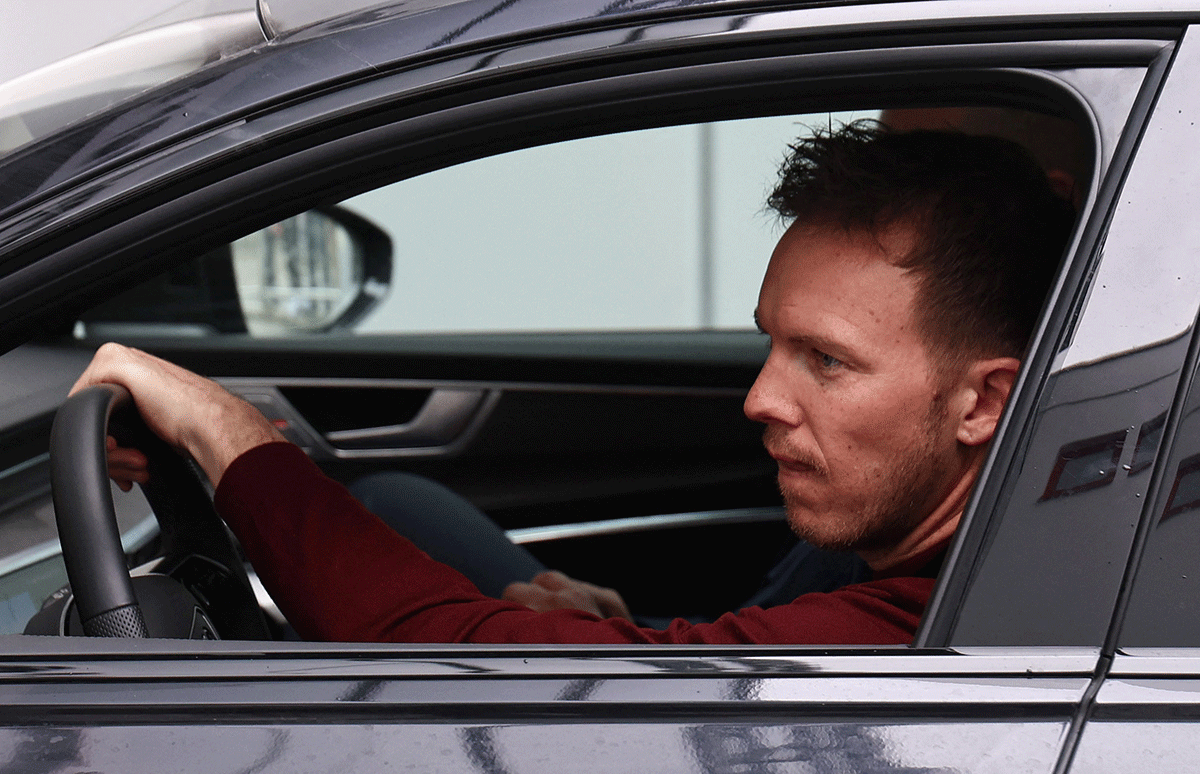 Julian Nagelsmann arrives at Saebener Strasse after being sacked as Bayern Munich coach in Saebener Strasse, Munich on Friday.